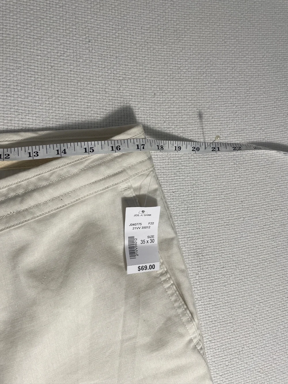Jos. A. Bank Reserve Linen Blend Pants Men's 35x30 Natural NWT